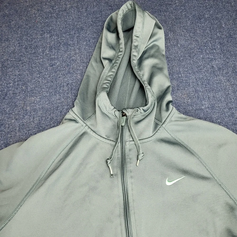 Nike Dri-FIT Womens Med Full Zip Hoodie Olive Greenish Fleece Lined Thumbholes